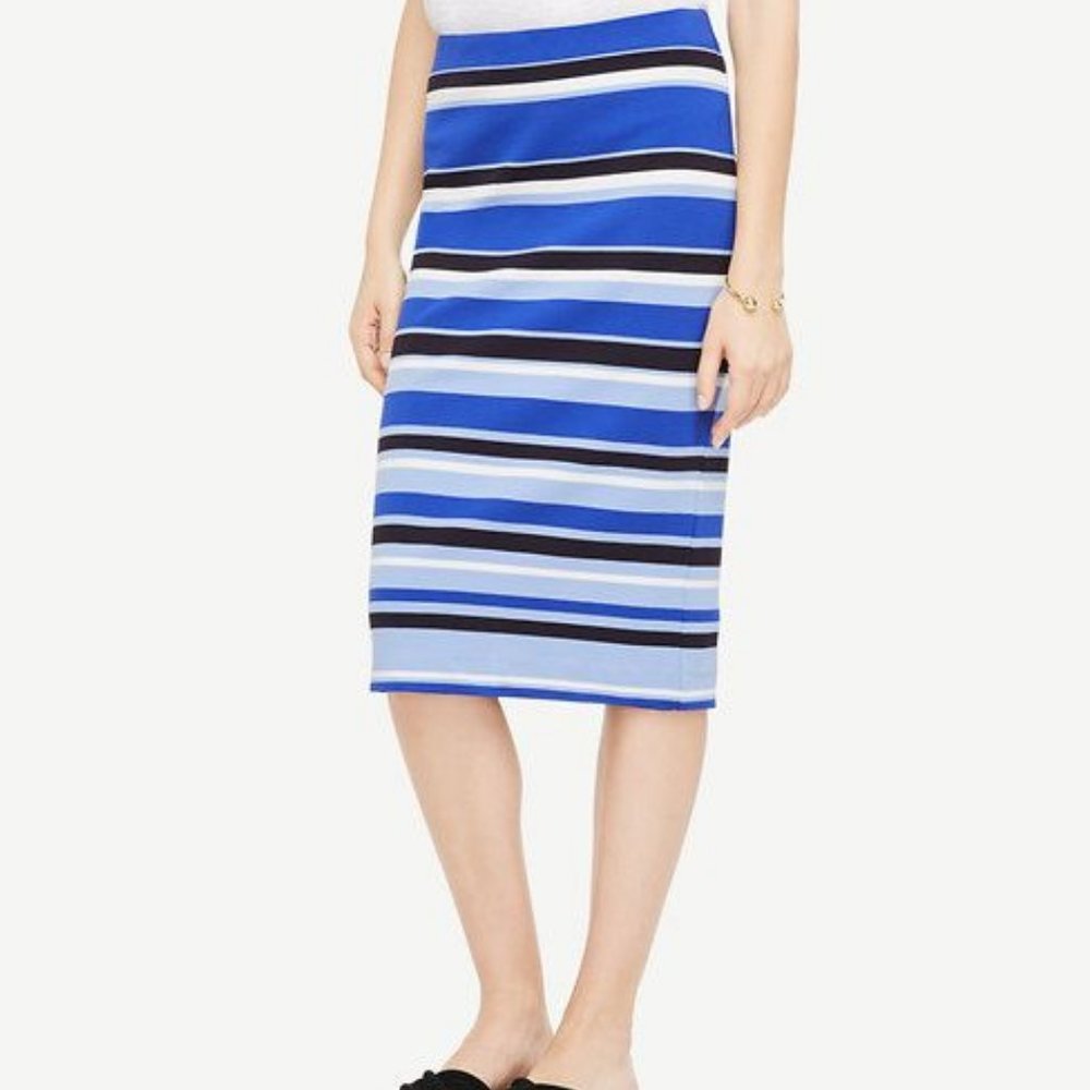 Ann Taylor Petite Striped Ponte Pencil Skirt